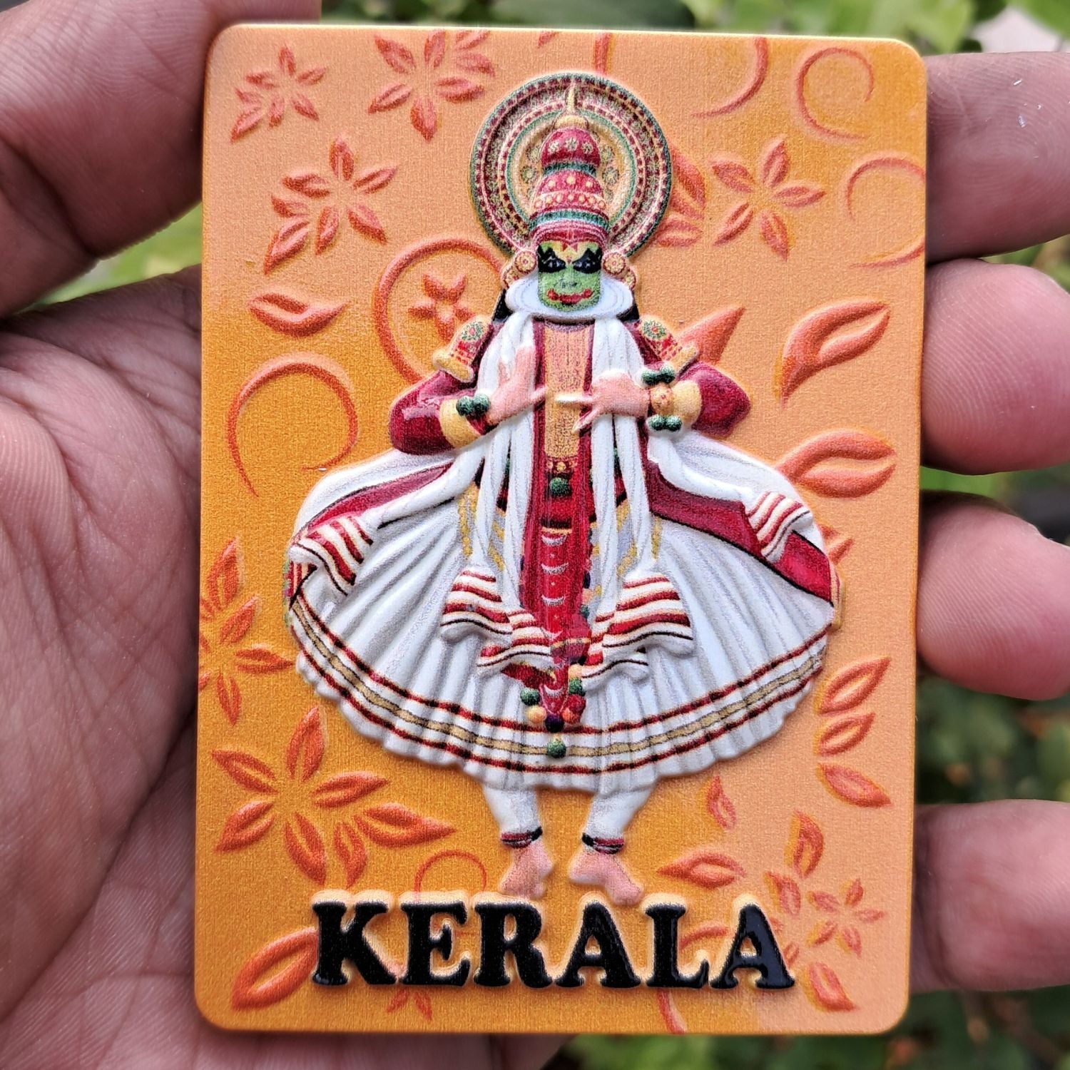 3D POLYMARBLE FRIDGE MAGNET β KATHAKALI DANCE THEME (YELLOW)
