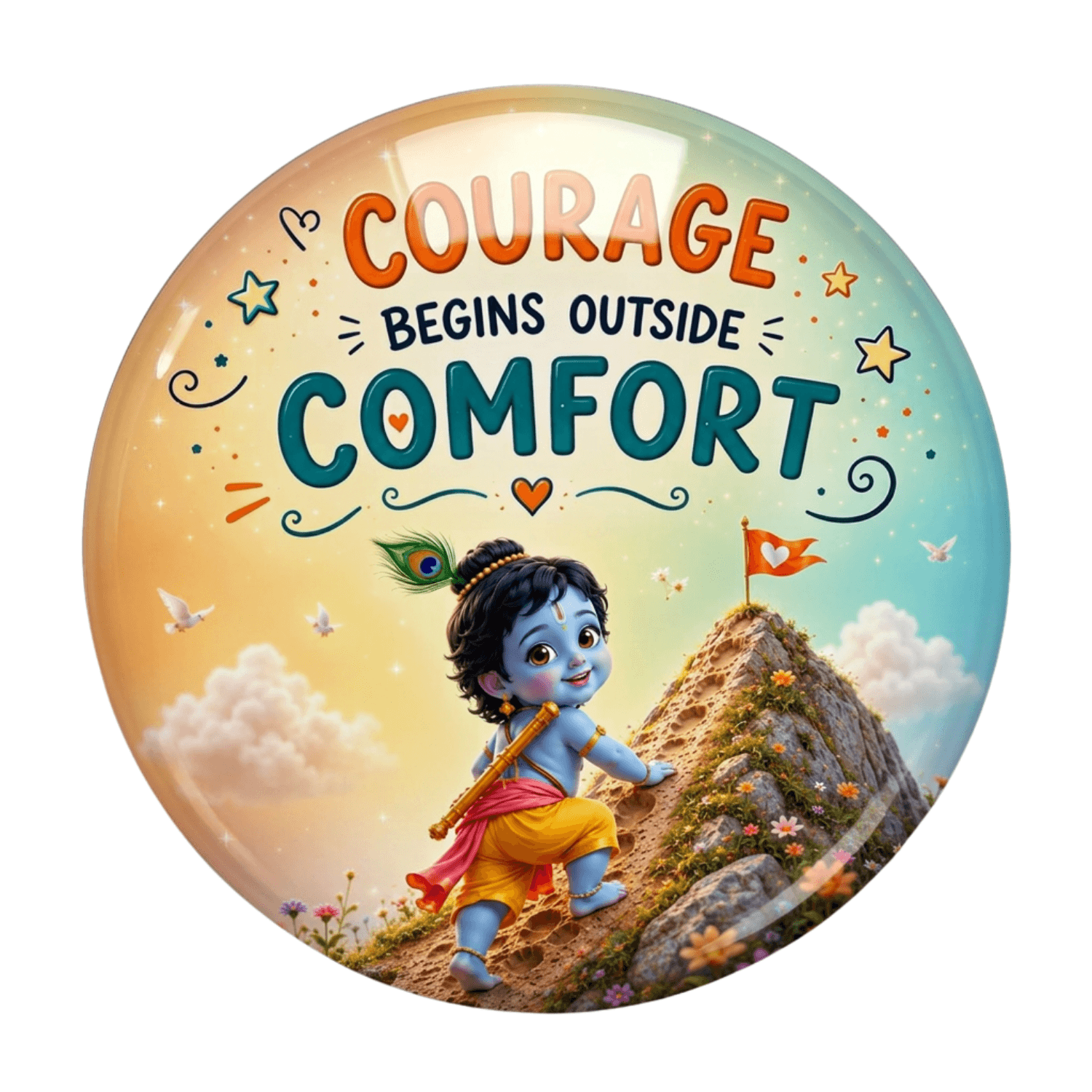 baby-krishna-courage-begins-outside-comfort-fridge-magnet
