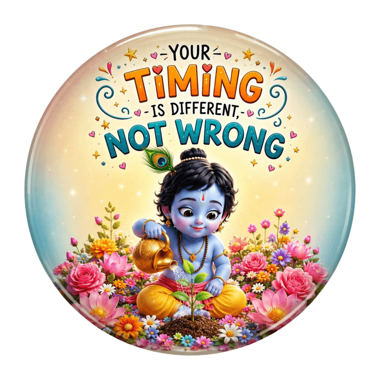 baby-krishna-your-timing-is-different-not-wrong-fridge-magnet