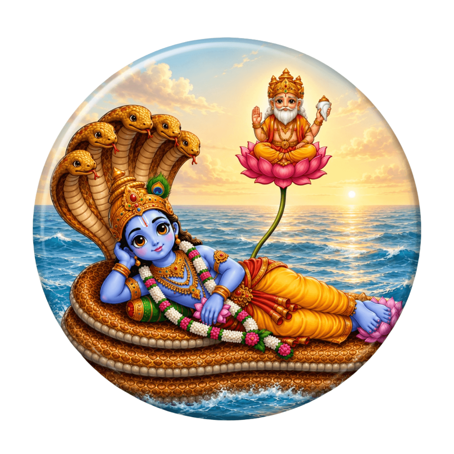 Cute Anantha Shayanam Vishnu Fridge Magnet
