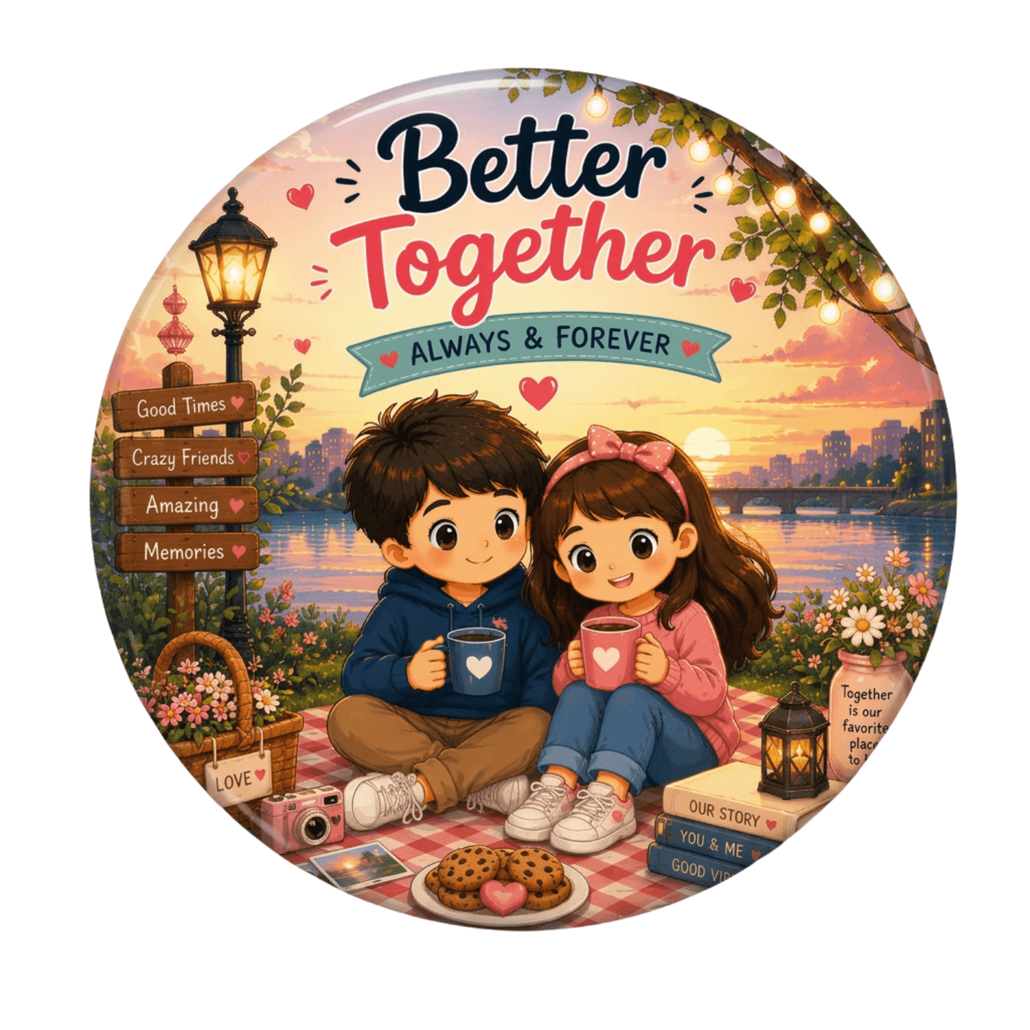 cute-couple-fridge-magnet-lake-picnic