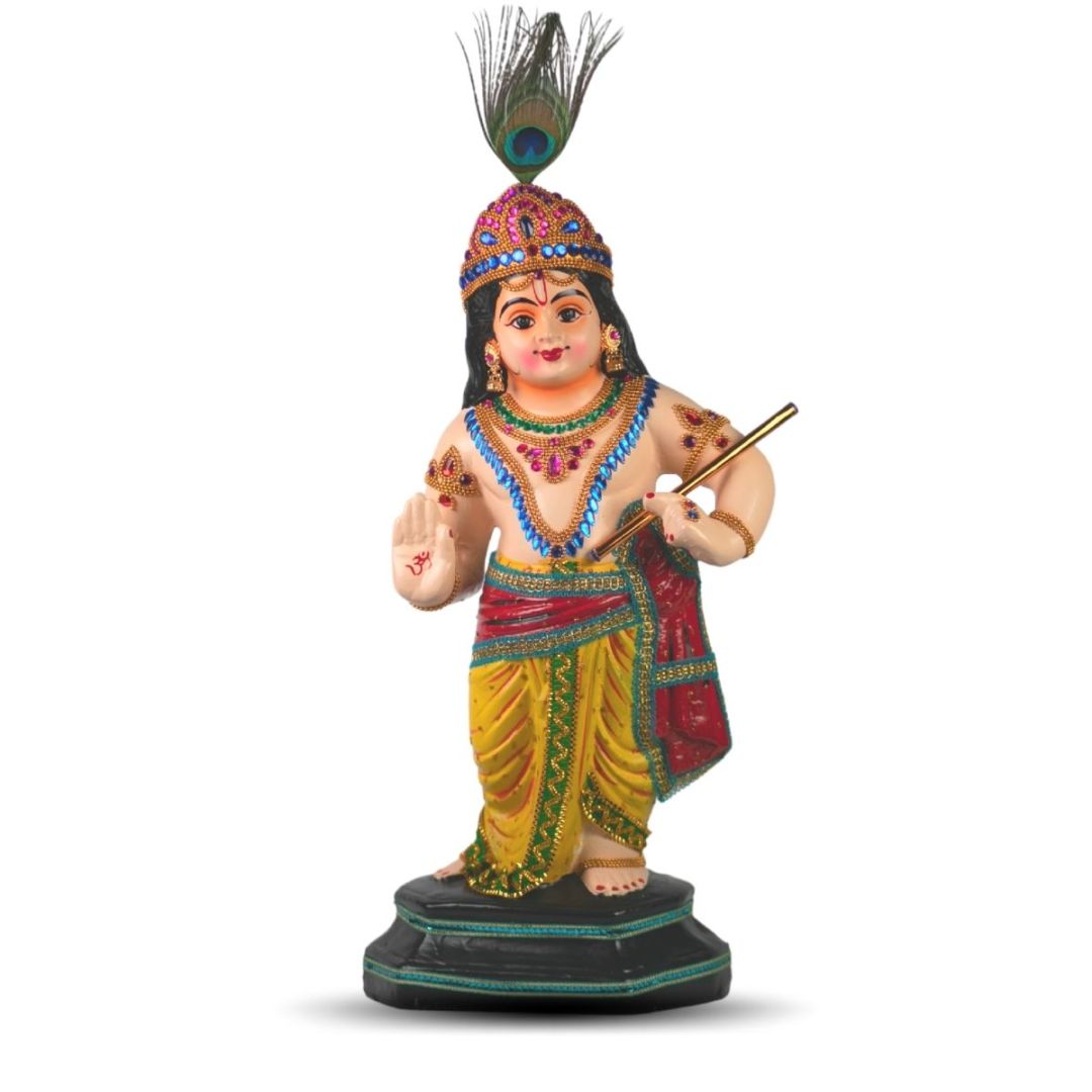 BLESSING KRISHNA IDOL IN FIBRE IVORY