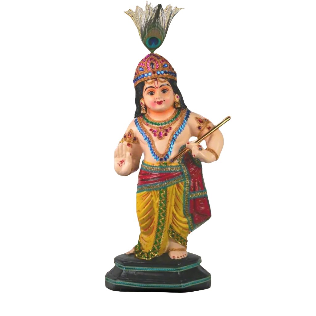 BLESSING-KRISHNA-IDOL -IN-FIBRE-IVORY