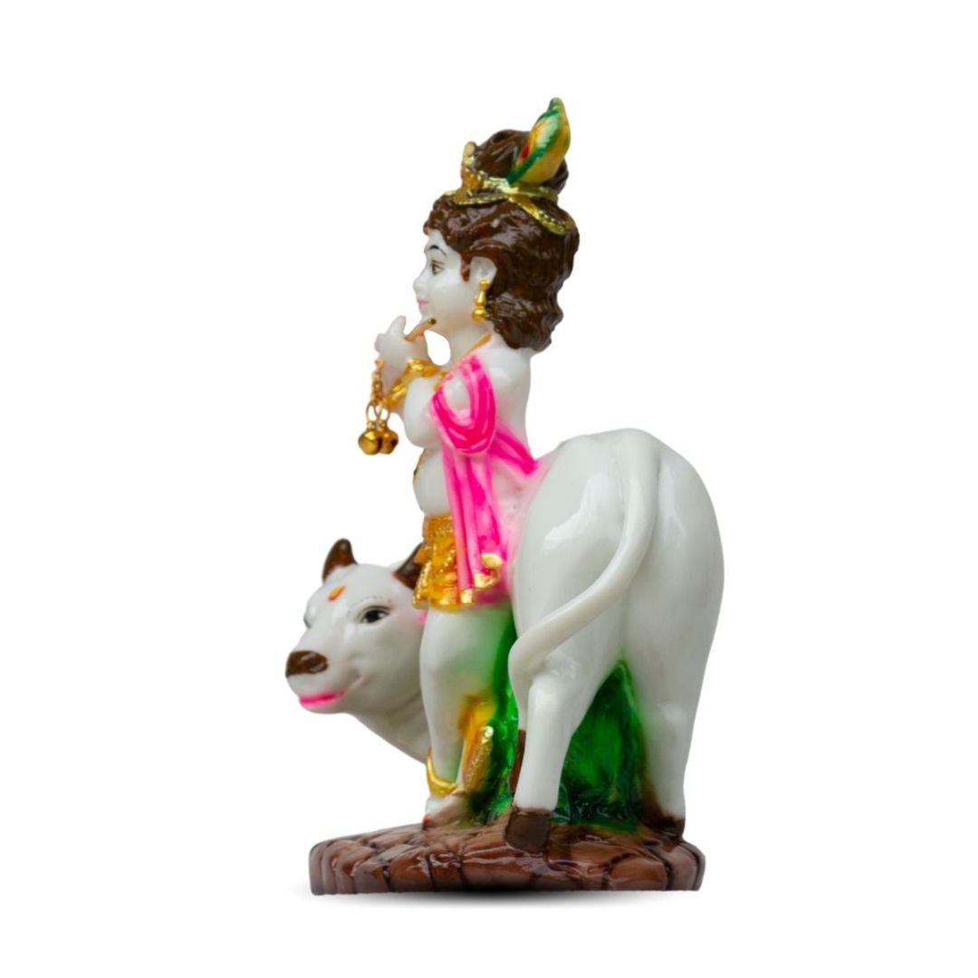 Cow Krishna Idol in Marble Dust