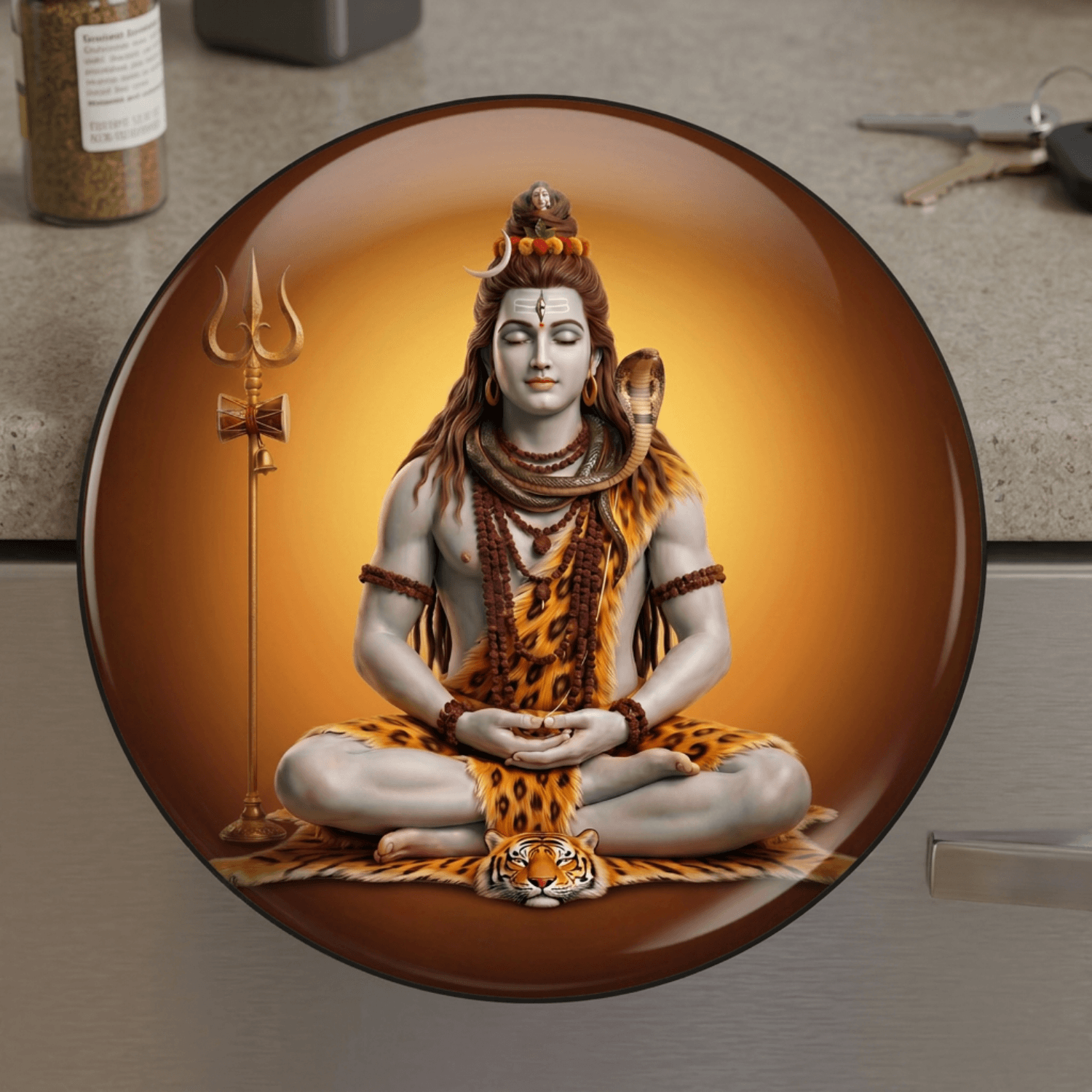 meditating-lord-shiva-round-fridge-magnet-70mm-glossy-metal-multicolour-2