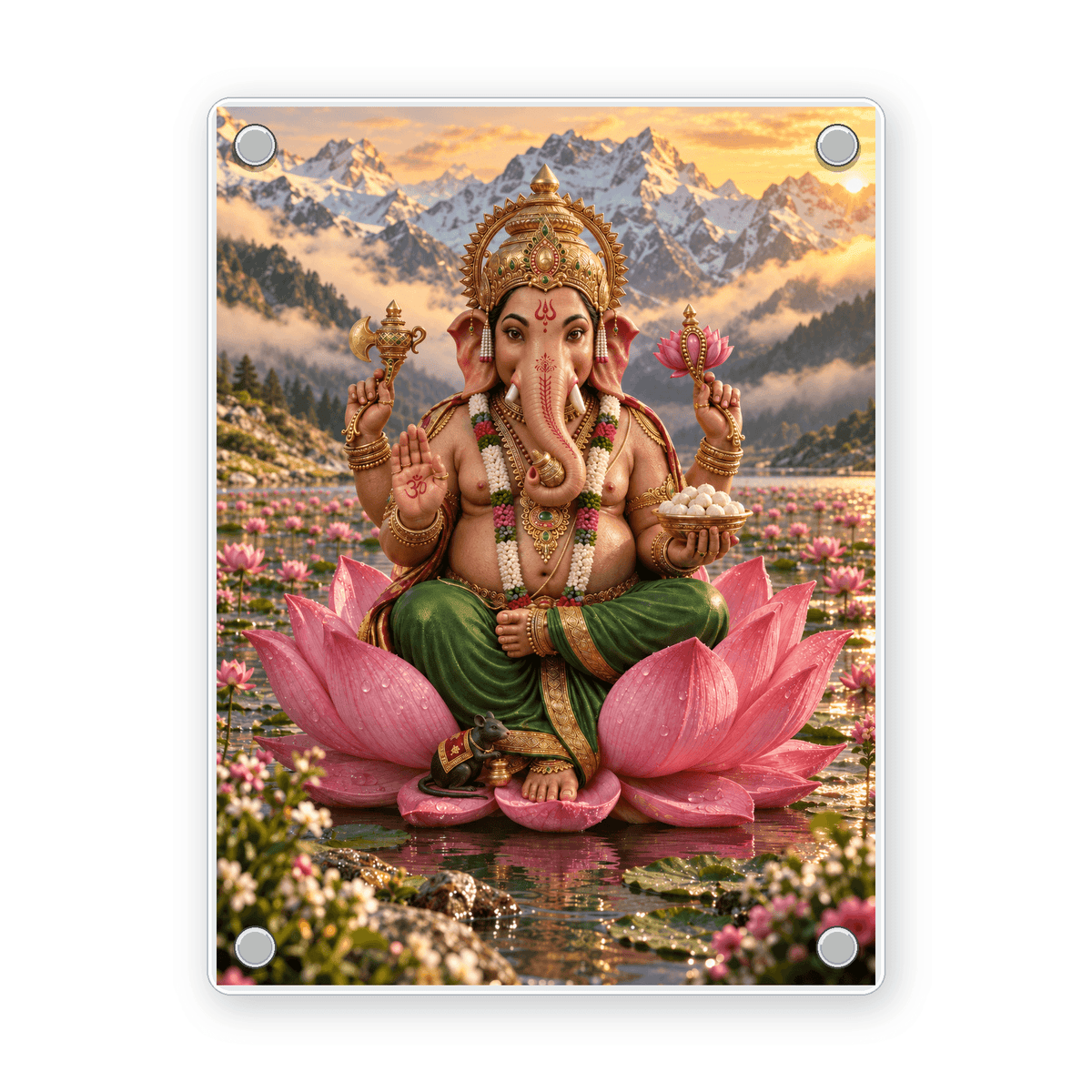 06_Ganesha_on_Lotus_acrylic_magnet_1x1