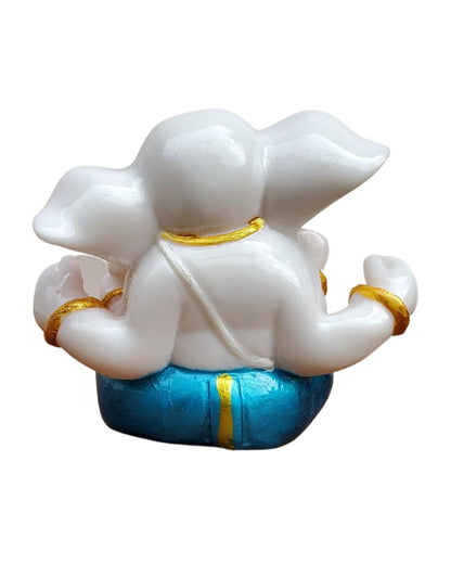 SMALL GANESHA STATUE IN MARBLE DUST, POLYRESIN-3 INCHES HEIGHT