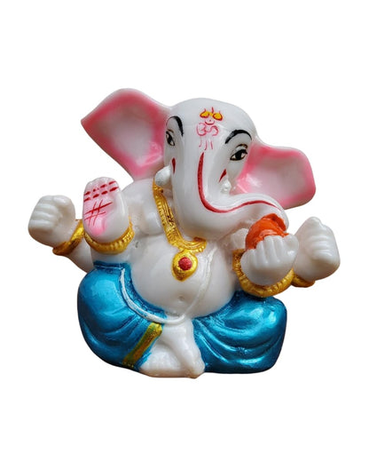 SMALL GANESHA STATUE IN MARBLE DUST, POLYRESIN-3 INCHES HEIGHT