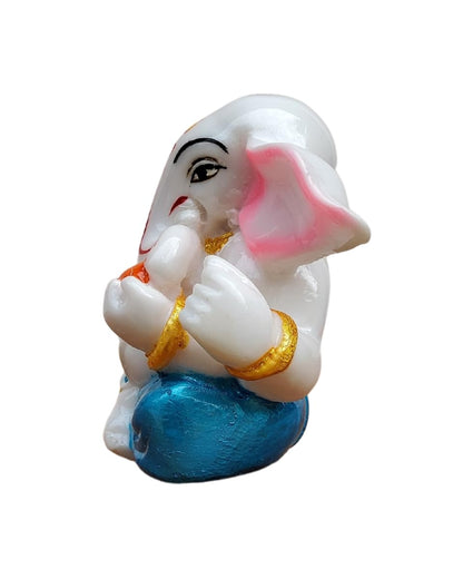 SMALL GANESHA STATUE IN MARBLE DUST, POLYRESIN-3 INCHES HEIGHT