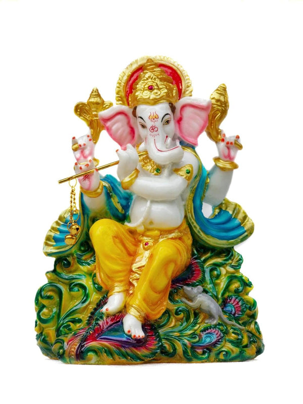 Lord Ganesha Playing Flute Statue