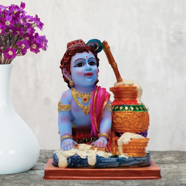 BABY KRISHNA WITH BUTTER POT STATUE IN POLYMARBLE- 20 CM HEIGHT