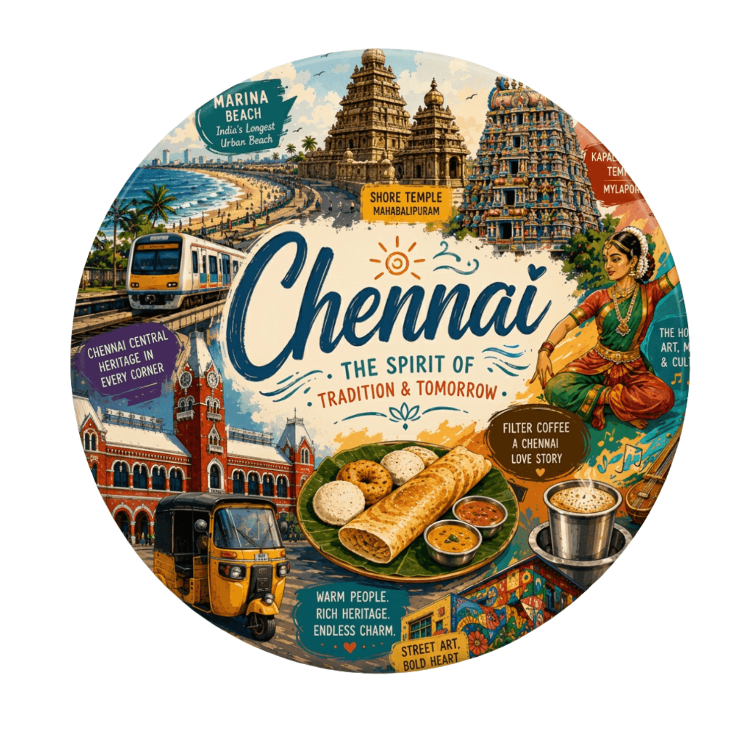 Chennai Fridge Magnet (Chennai-Spirit of Tradition)