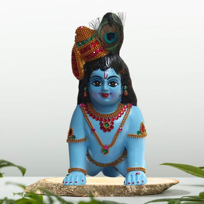 CRAWLING BABY KRISHNA IDOL IN FIBRE, BAL KRISHNA STATUE- 28 CM