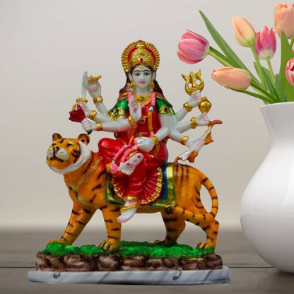 Goddess-maa-durga-statue-in-marbledust-polyresin-indoor