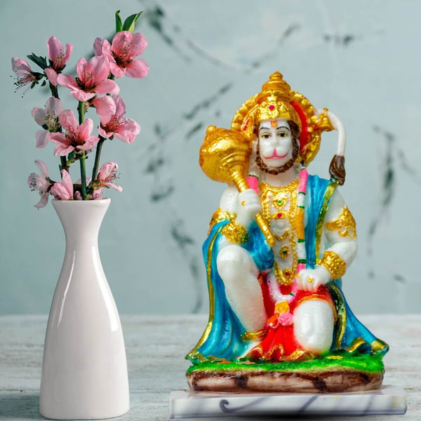 HANUMAN STATUE IN MARBLE DUST AND RESIN