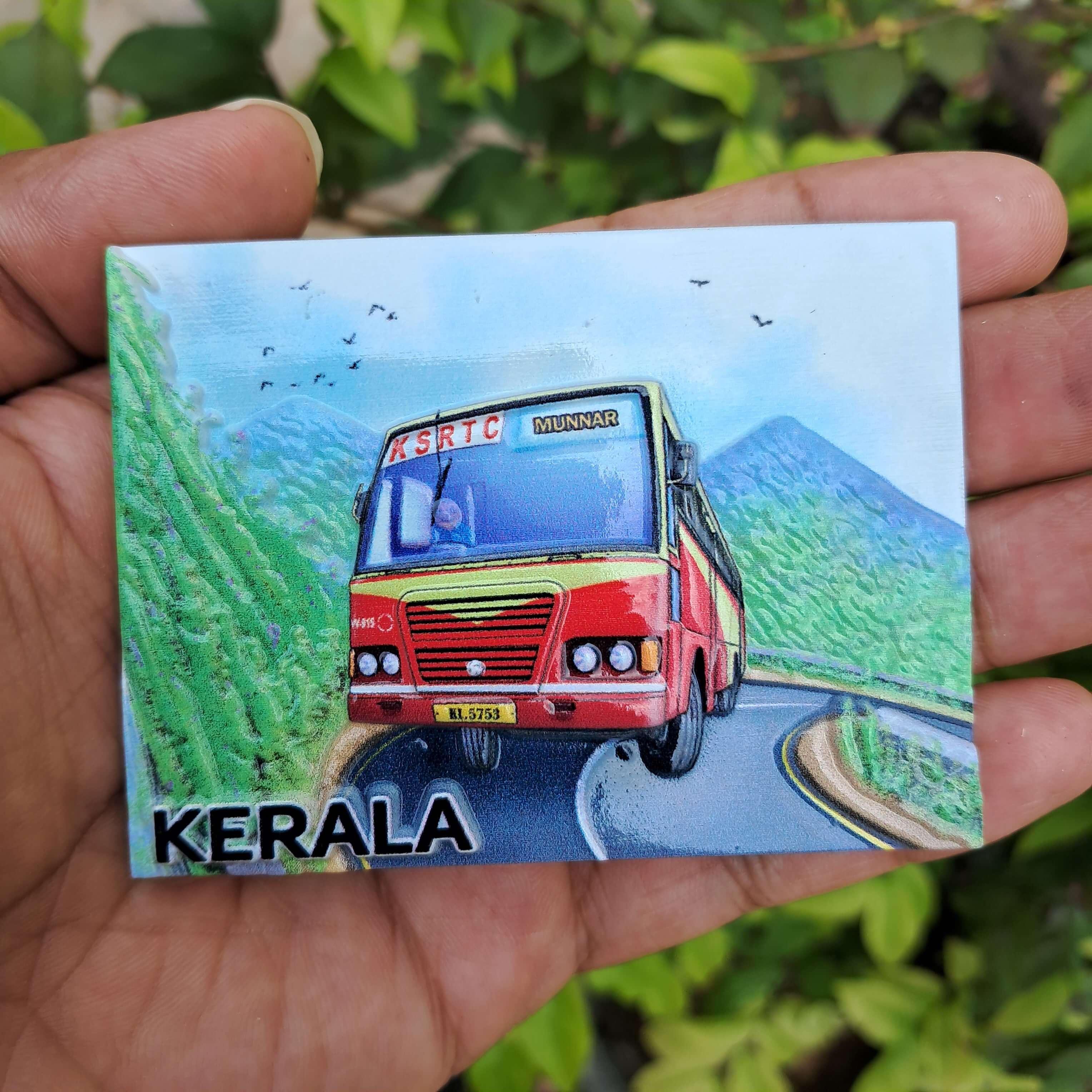 KSRTC AANAVANDI IN MUNNAR, KERALA 3D POLYMARBLE FRIDGE MAGNET