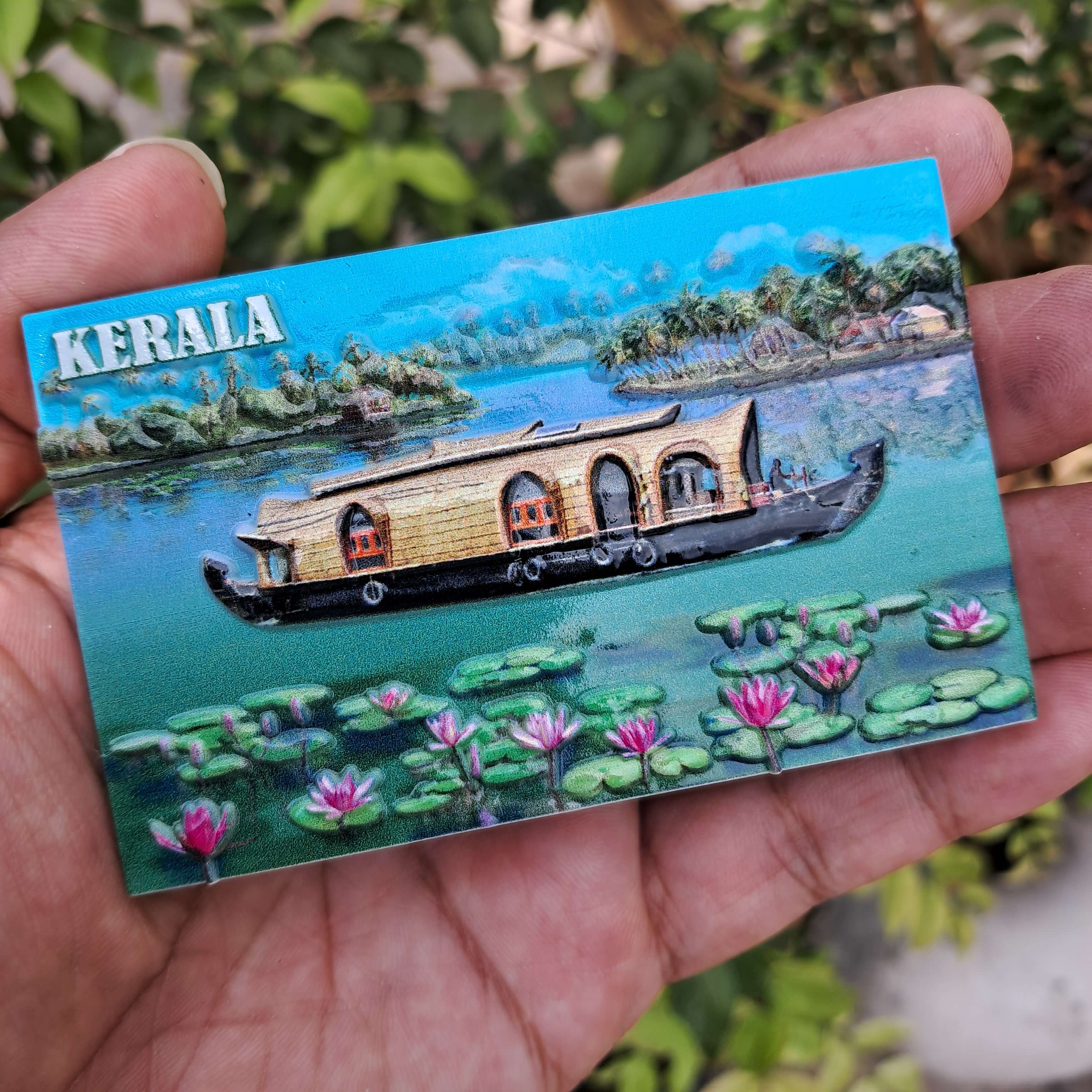 3D POLYMARBLE FRIDGE MAGNET – KUMARAKOM HOUSE BOAT (7 CM X 7 CM)