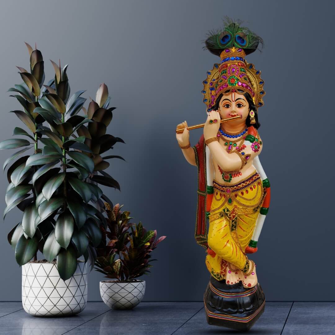 Buy Sri Krishna Culture™ Hand Crafted Cartoon Natkhat Krishna Murti in  Standing Pose Okhli Version God Idol-Hindu Goddess and God  Idol/Statue/Murti/Figurine-Polyster Resin-Multicolour-Showpieces For  Gifting and Home Decor Online at Low Prices in