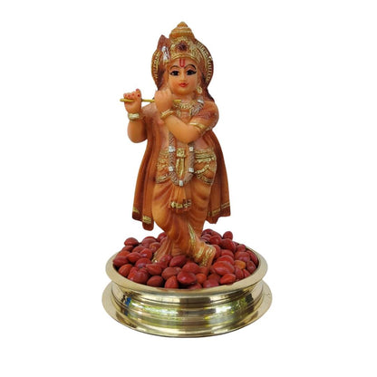 MANJADY KRISHNAN STATUE IN BRASS URULI – 15 CM HEIGHT