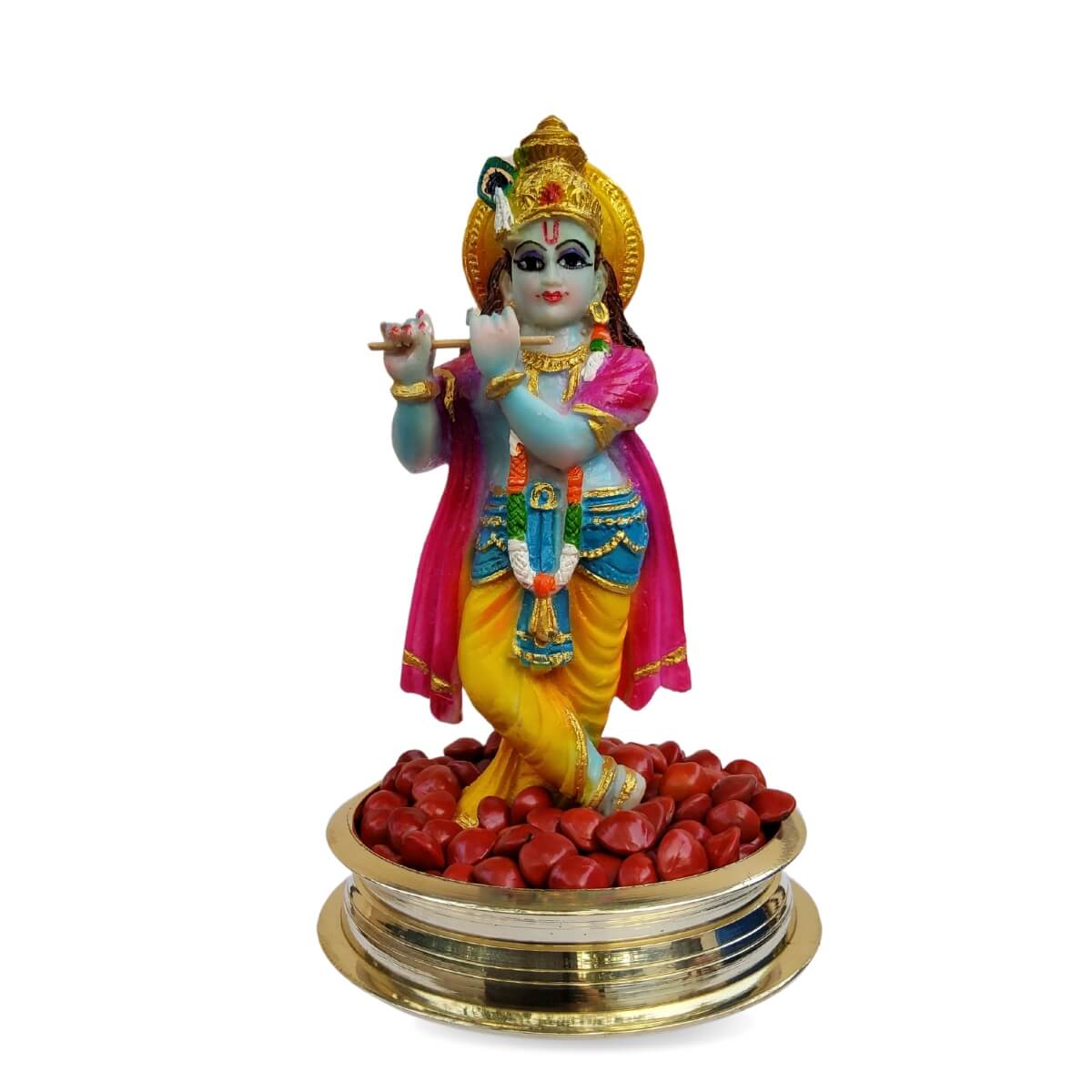 MANJADY KRISHNAN STATUE IN BRASS URULI – 15 CM HEIGHT