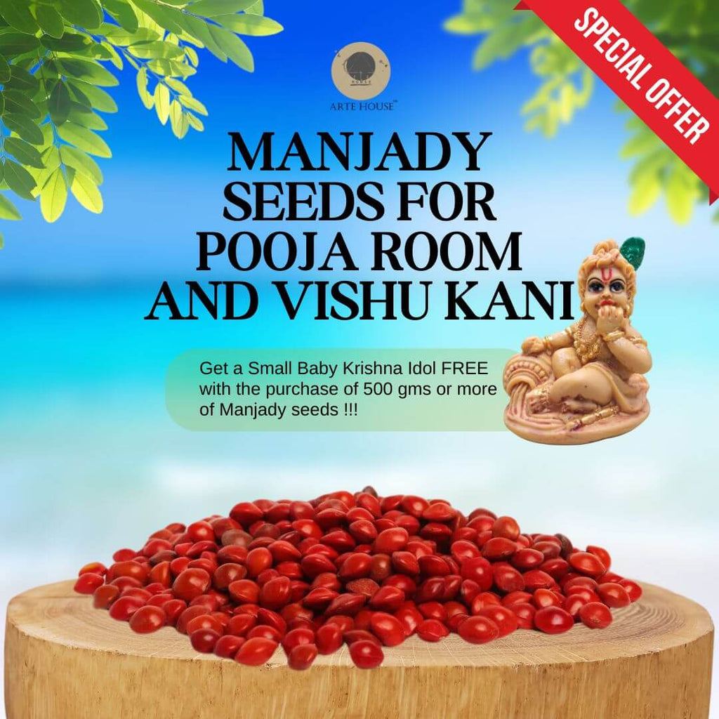 MANJADY SEEDS (ADENANTHERA PAVONINA OR RED LUCKY SEEDS) FOR POOJA ROOM AND VISHU KANI