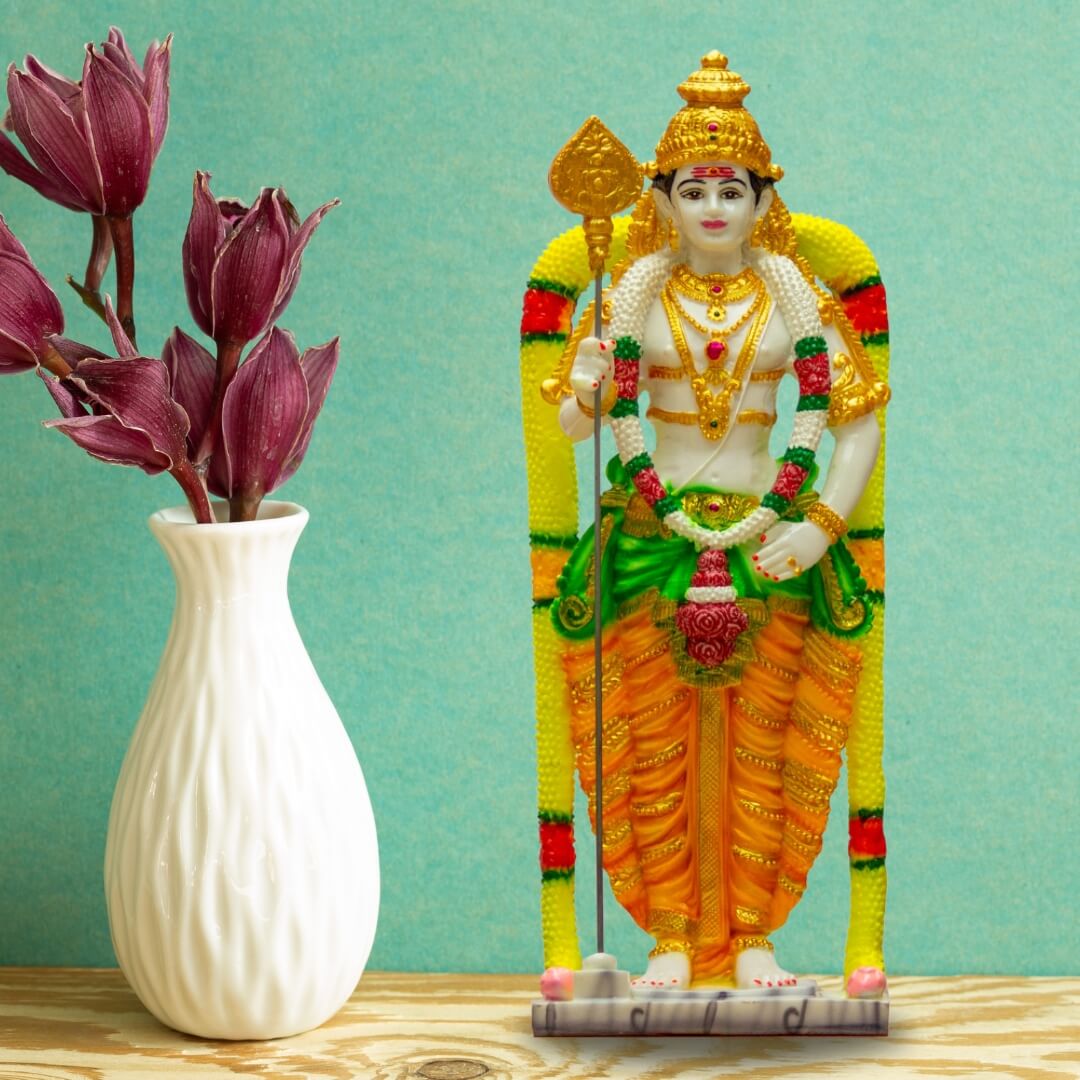 Murugan-statue-in-marble-dust-indoor