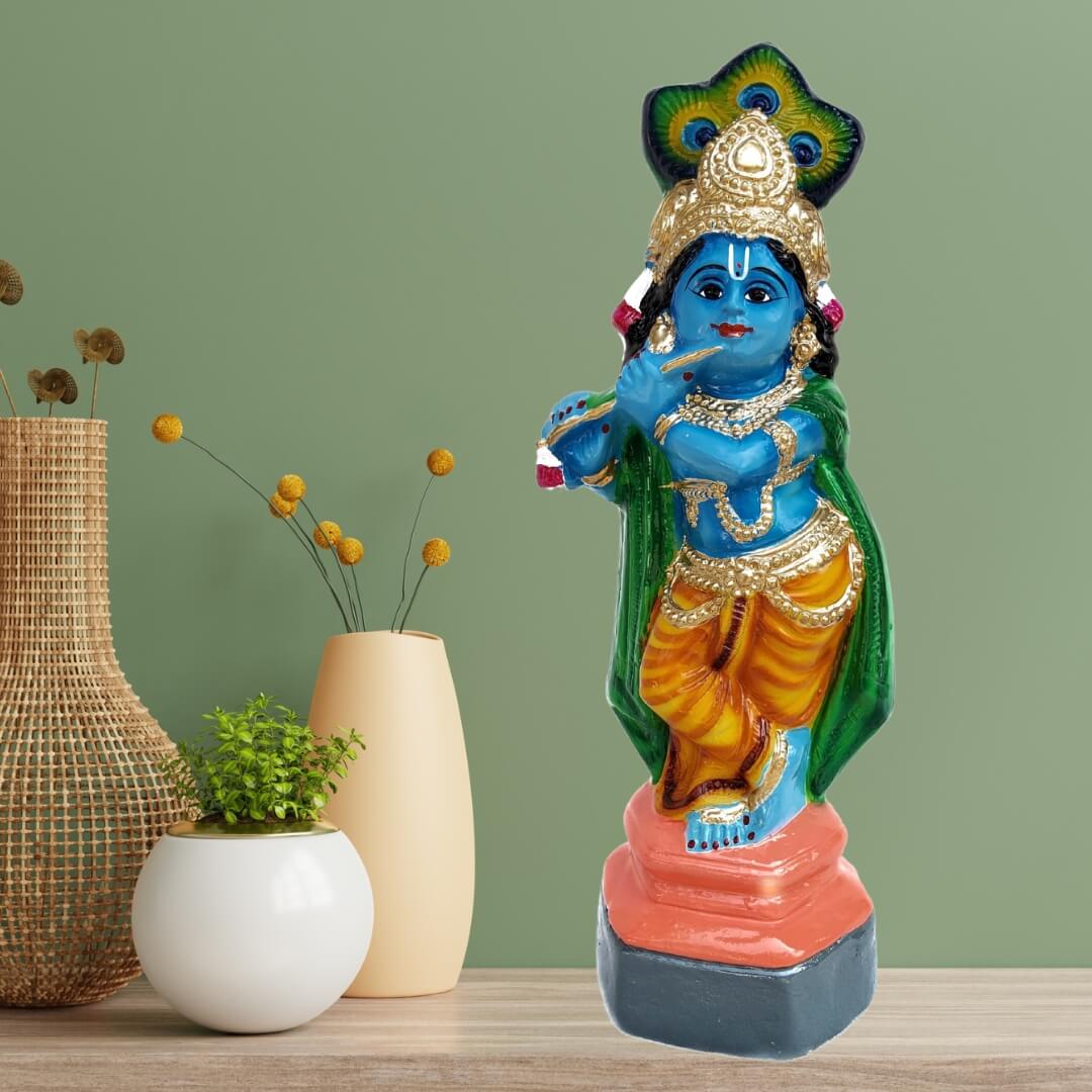 PAPER-MACHE-KRISHNA-STATUE-INDOOR