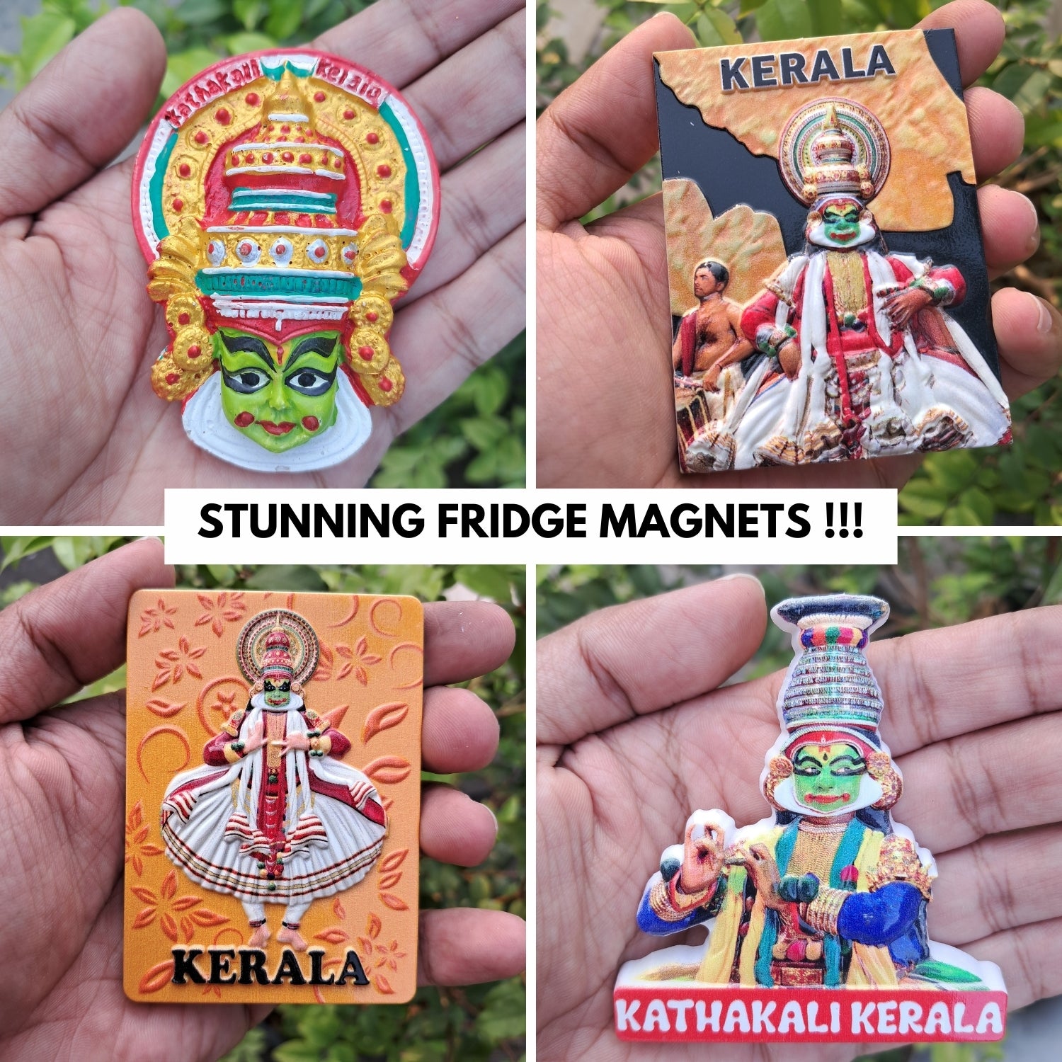 3D CERAMIC KERALA KATHAKALI DANCE FRIDGE MAGNET SET OF 4