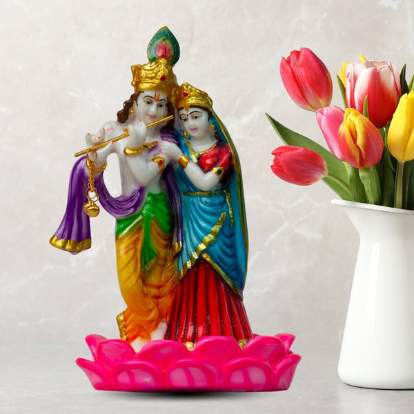 RADHA KRISHNA STATUE IN MARBLE DUST, POLY RESIN- 20 CM HEIGHT