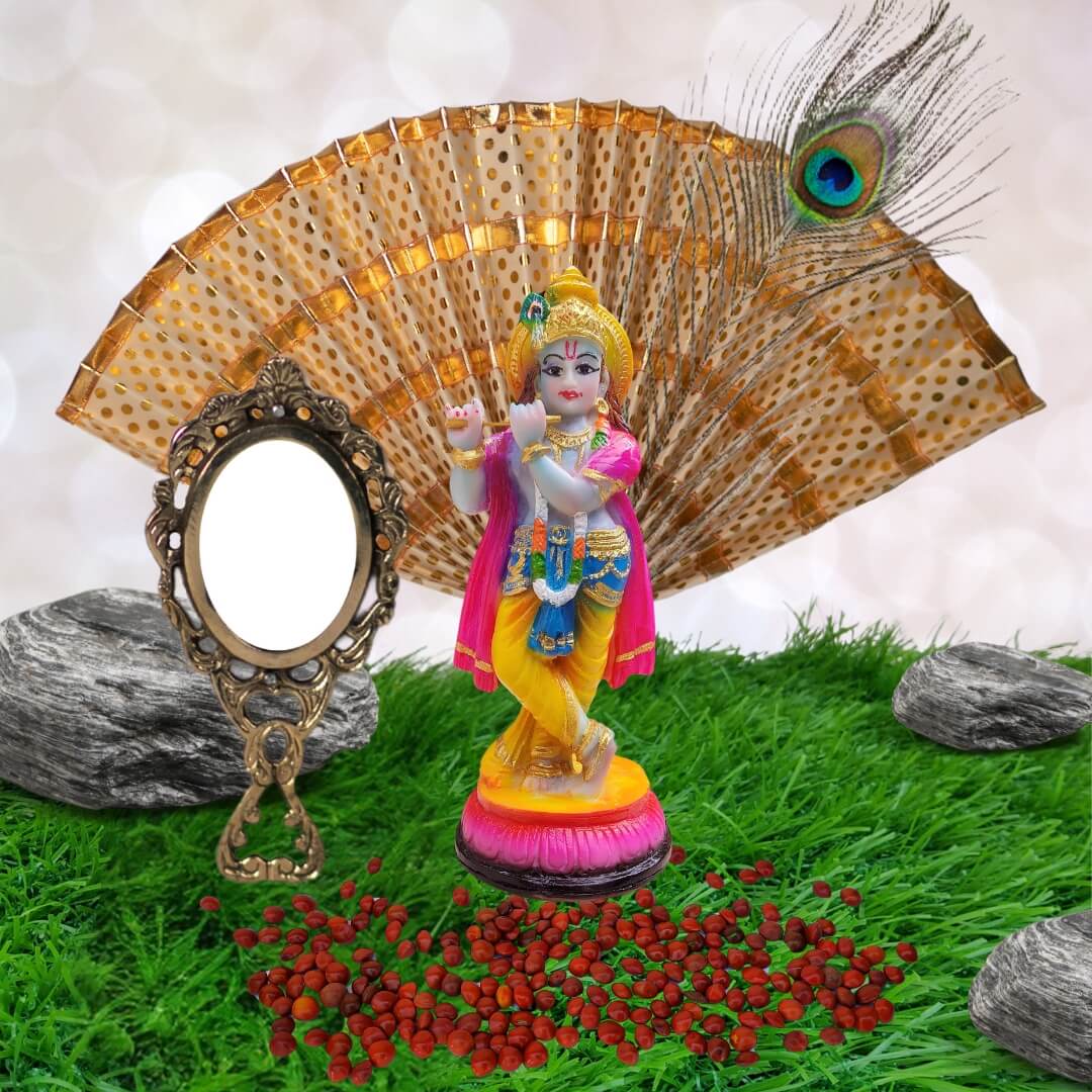 VISHUKANI KIT WITH SMALL POLYMARBLE KRISHNA IDOL- 15 CM