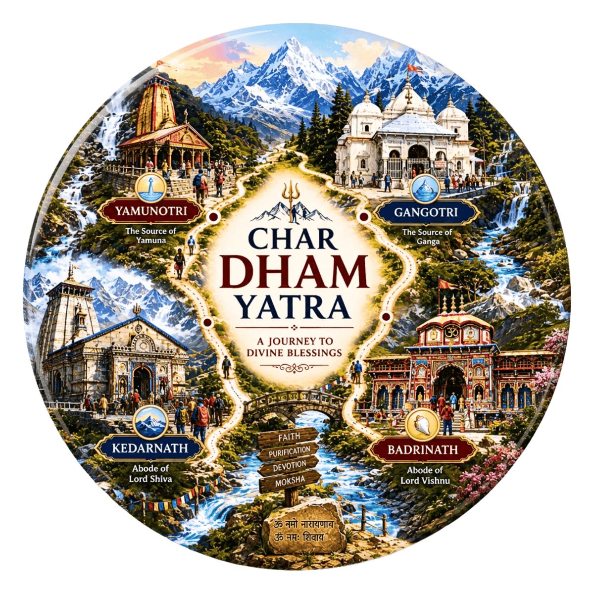 Char Dham Yatra Fridge Magnet