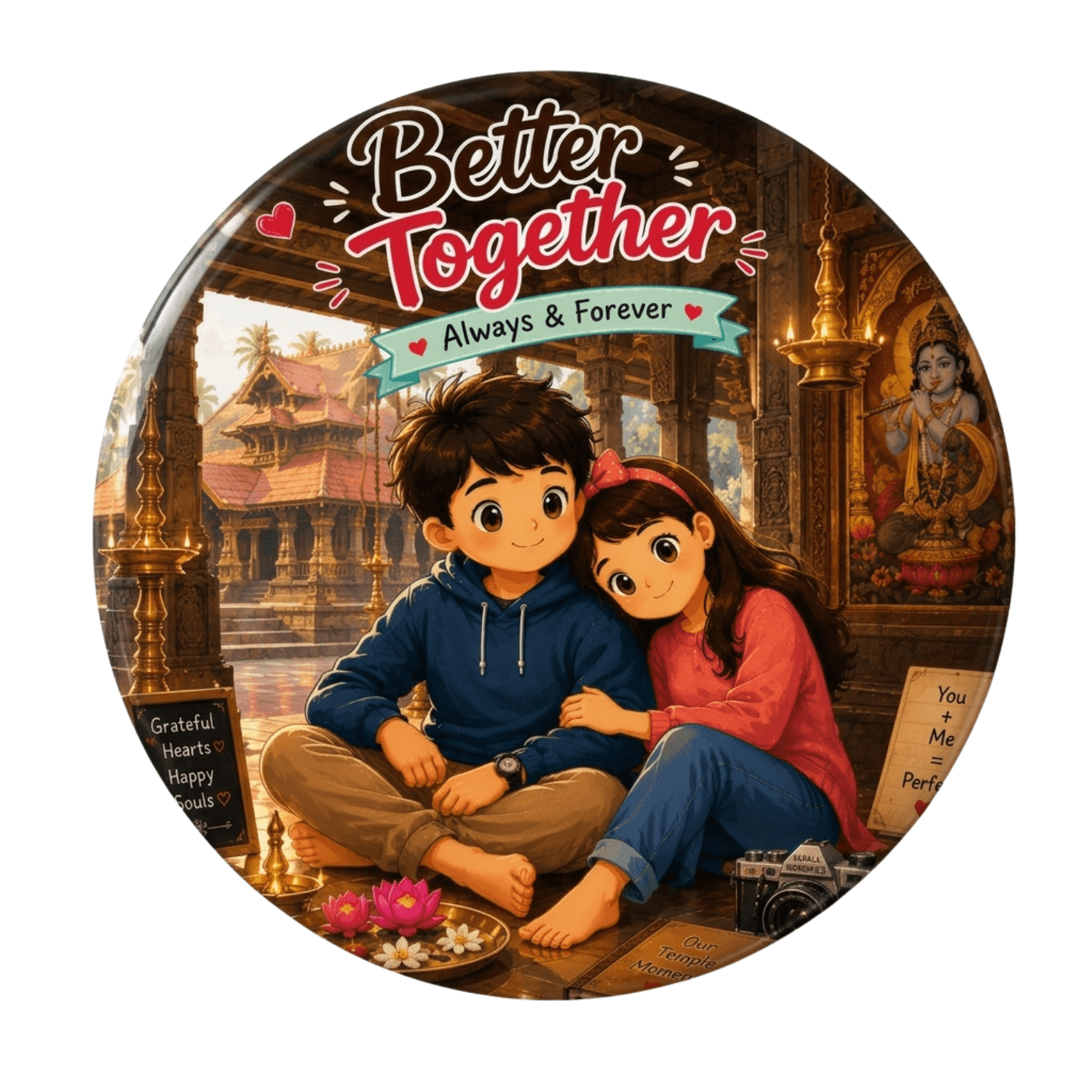 Cute Couple Fridge Magnet (Temple Visit)