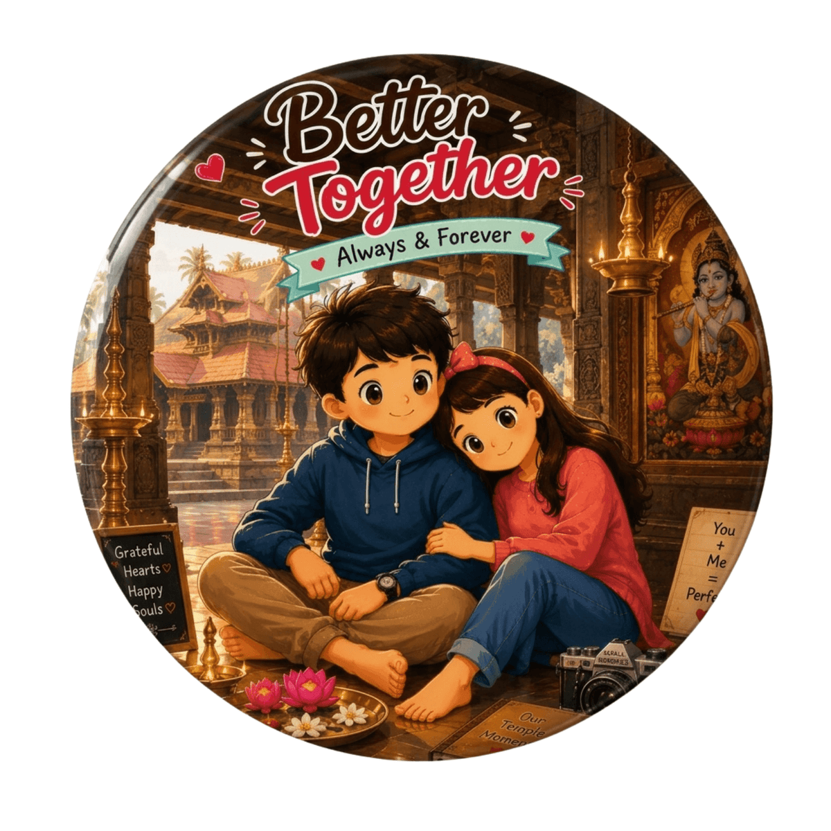 Cute Couple Fridge Magnet (Temple Visit)