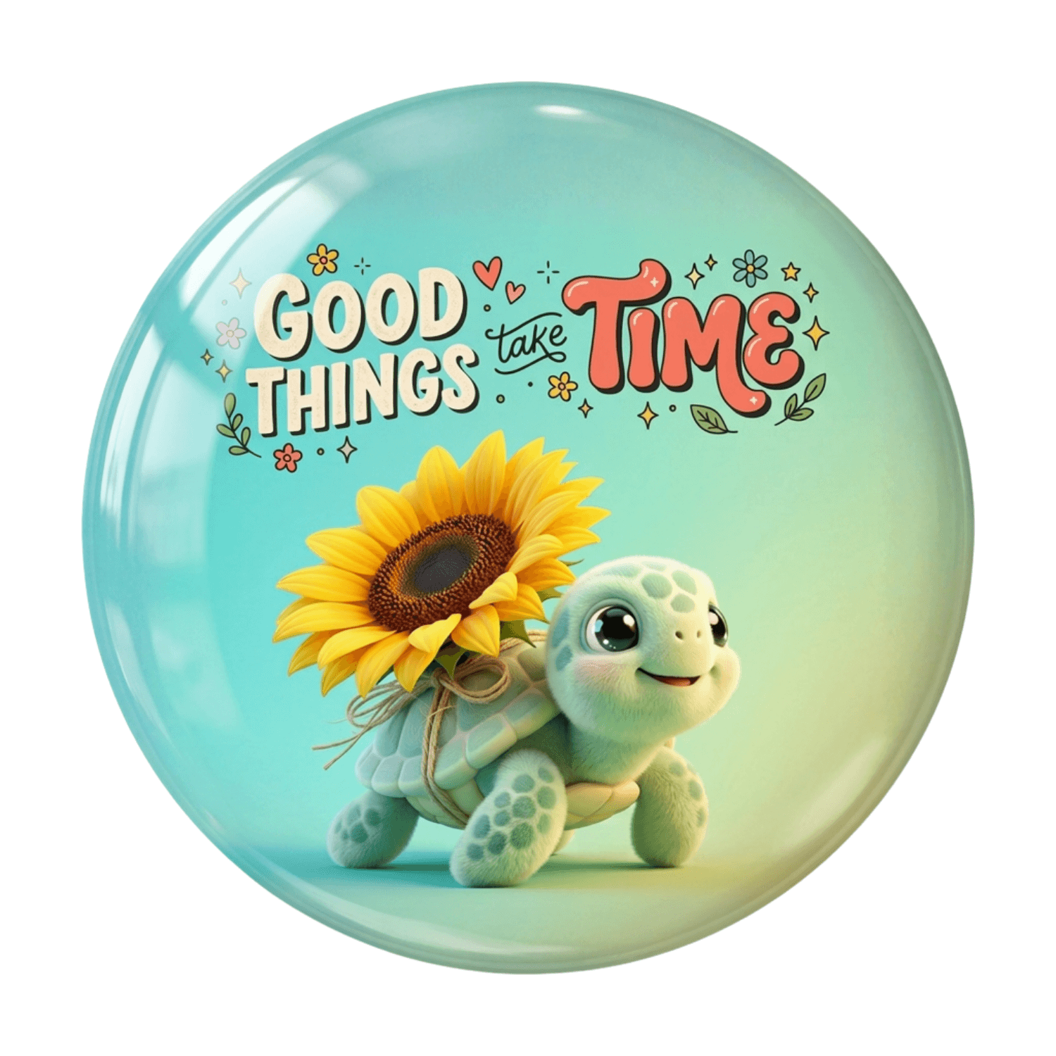 good-things-take-time-turtle-fridge-magnet