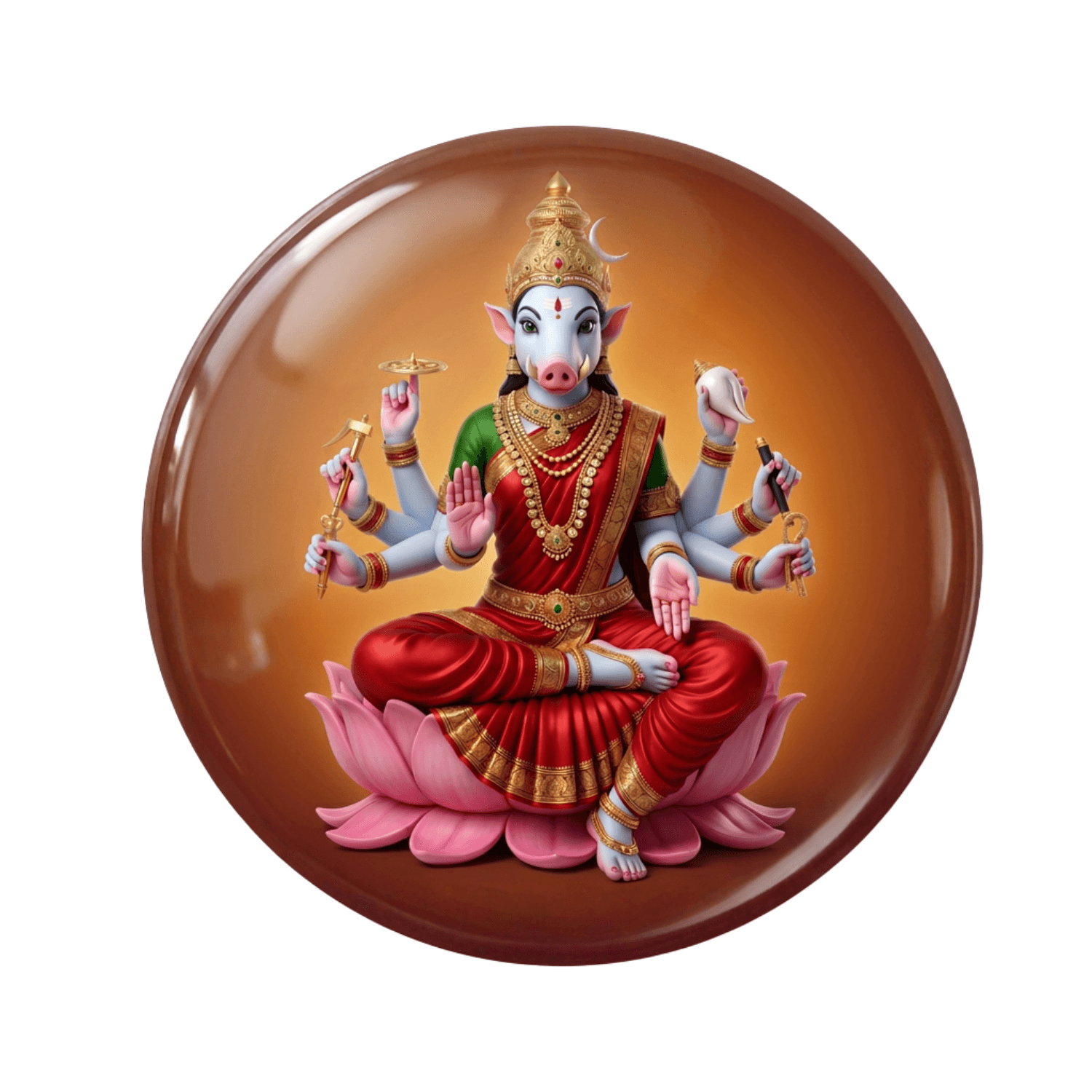 handcrafted-lifelike-goddess-varahi-round-fridge-magnet-70mm-multicolour-glossy-metal-1