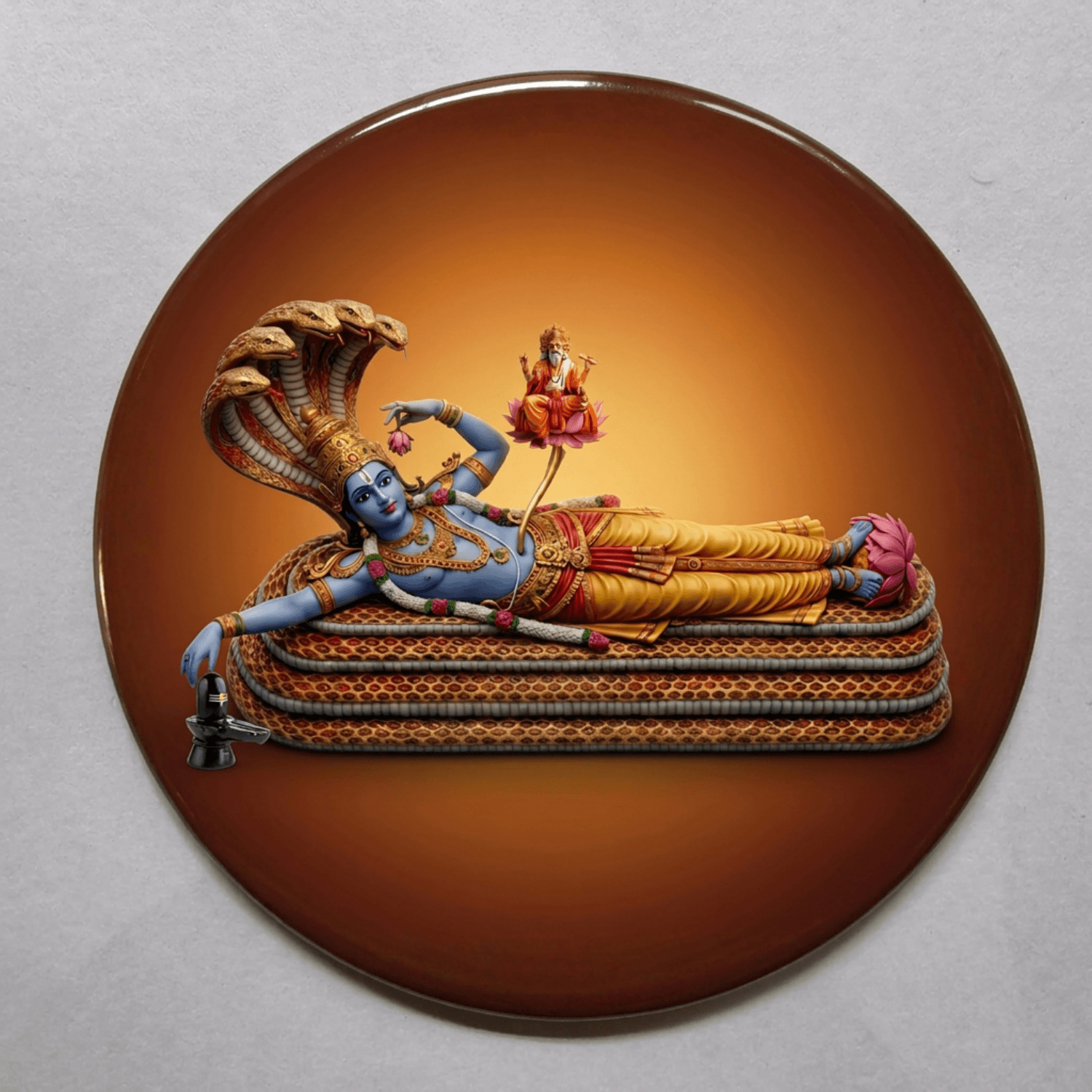 handcrafted-lifelike-sree-padmanabhaswamy-round-fridge-magnet-70mm-multicolour-glossy-metal-0