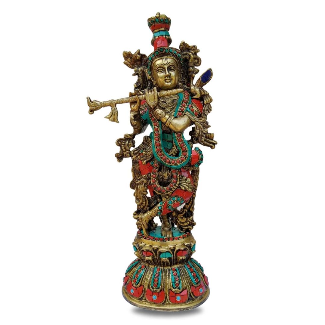 krishna-brass-idol-with-stone-works