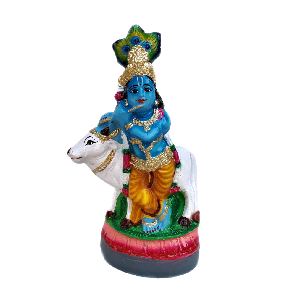 Cow Krishna Idol in Paper Mach