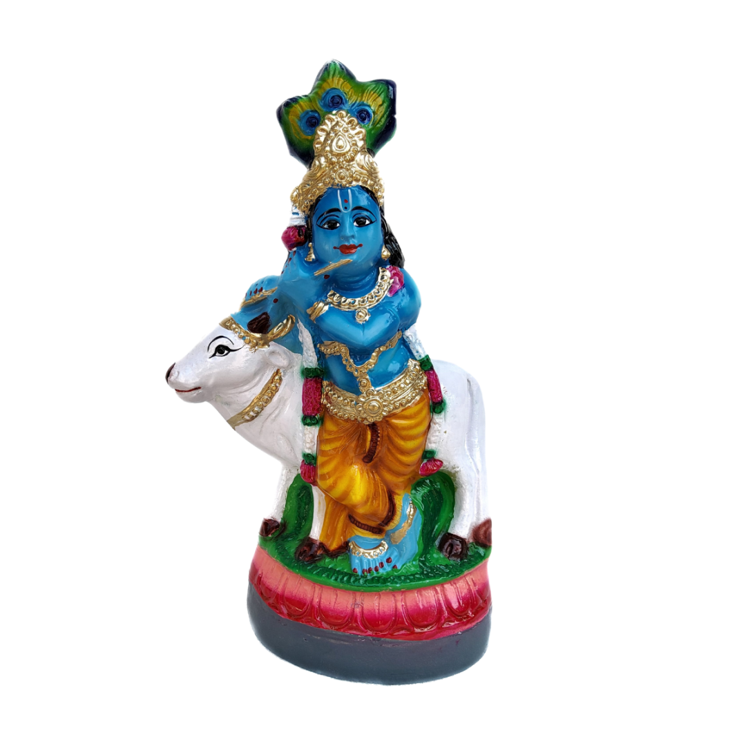 Cow Krishna Idol in Paper Mach