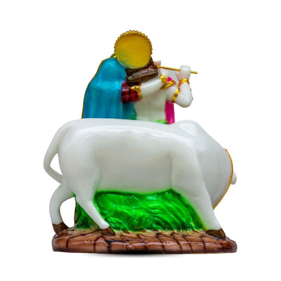 Radha Krishna Murti with Cow in Marble Dust
