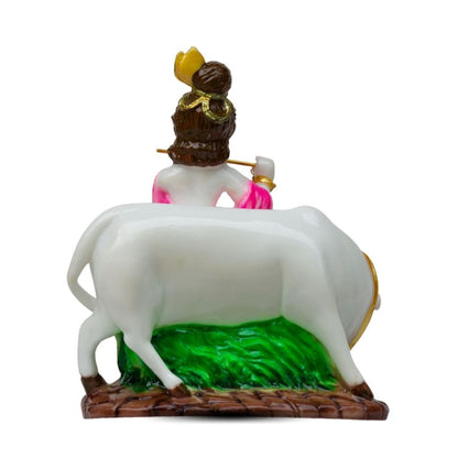 Cow Krishna Idol in Marble Dust