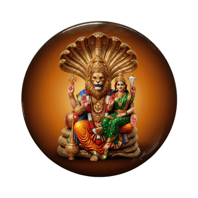 lifelike-lakshmi-narasimha-round-fridge-magnet-70mm-multicolour-glossy-metal-0