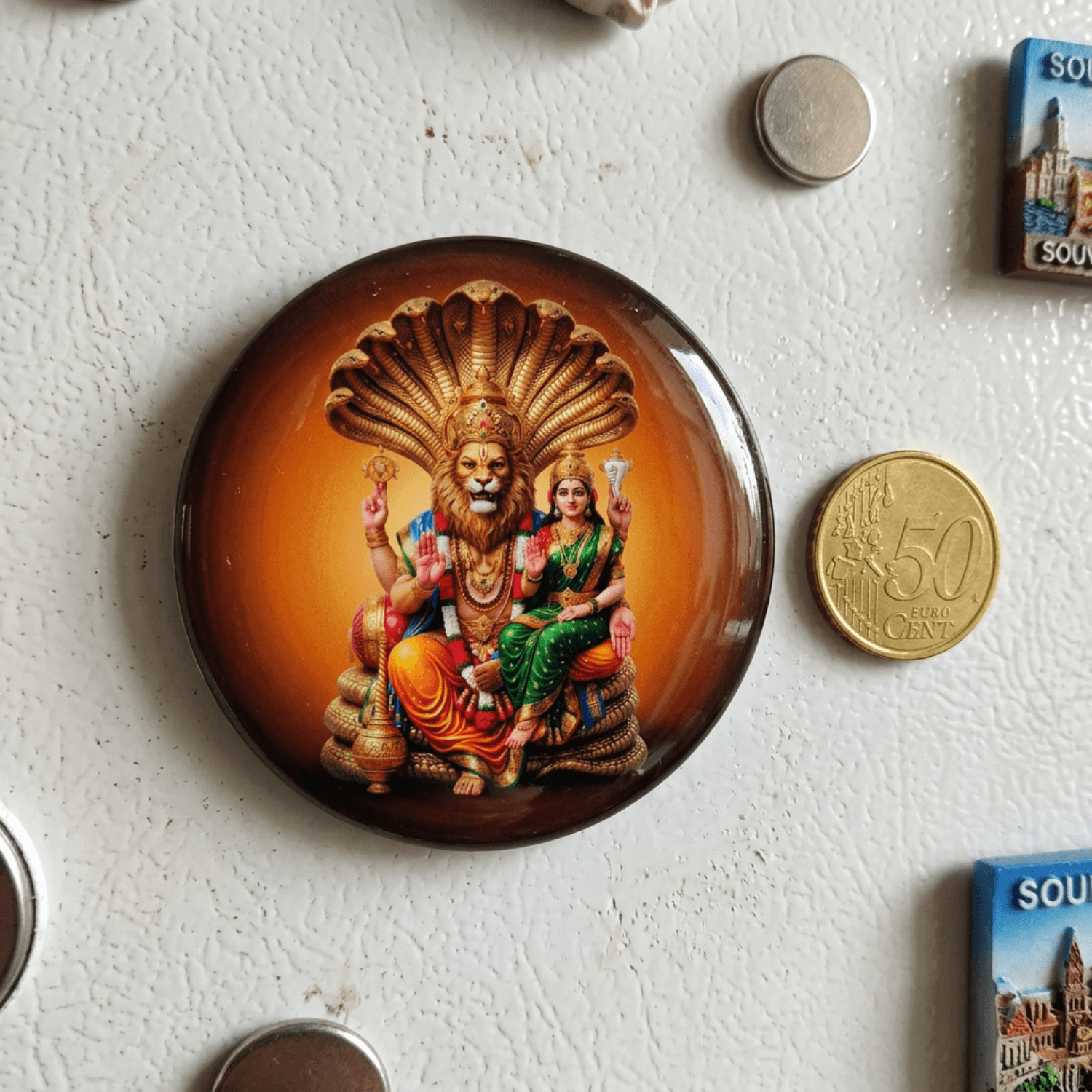 lifelike-lakshmi-narasimha-round-fridge-magnet-70mm-multicolour-glossy-metal-1