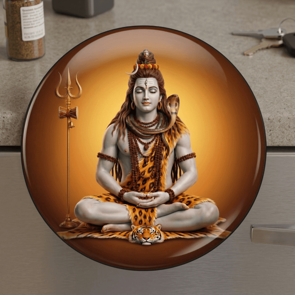 meditating-lord-shiva-round-fridge-magnet-70mm-glossy-metal-multicolour-2