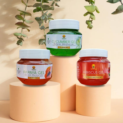 Natural Body-Care Combo of Papaya Gel, Cucumber gel, and Hibiscus Gel-100 gm each