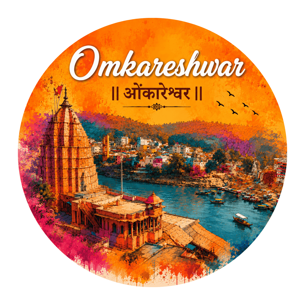 Omkareshwar watercolour fridge magnet