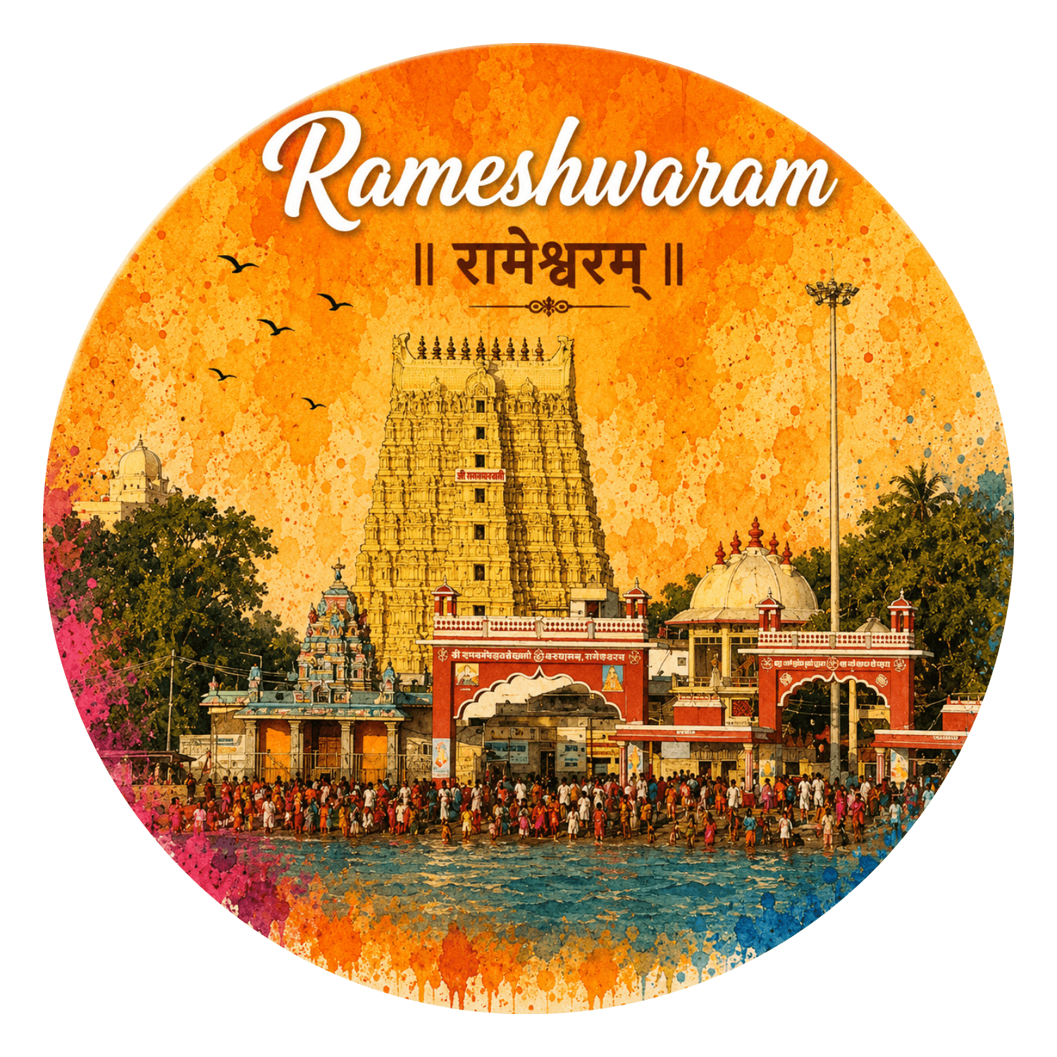 rameswaram-ramanathaswamy-temple-watercolour-fridge-magnet-spiritual-souvenir