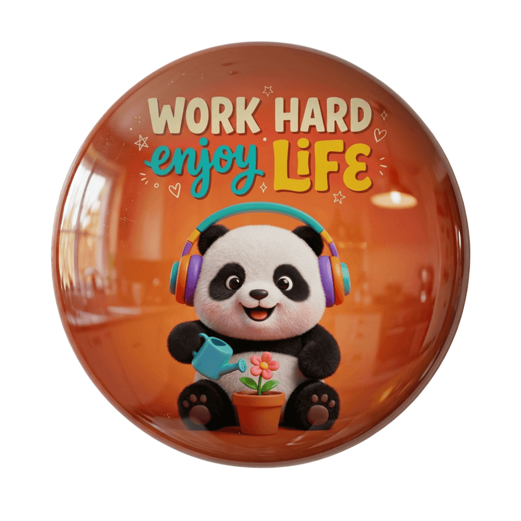 Work Hard Enjoy Life panda fridge magnet